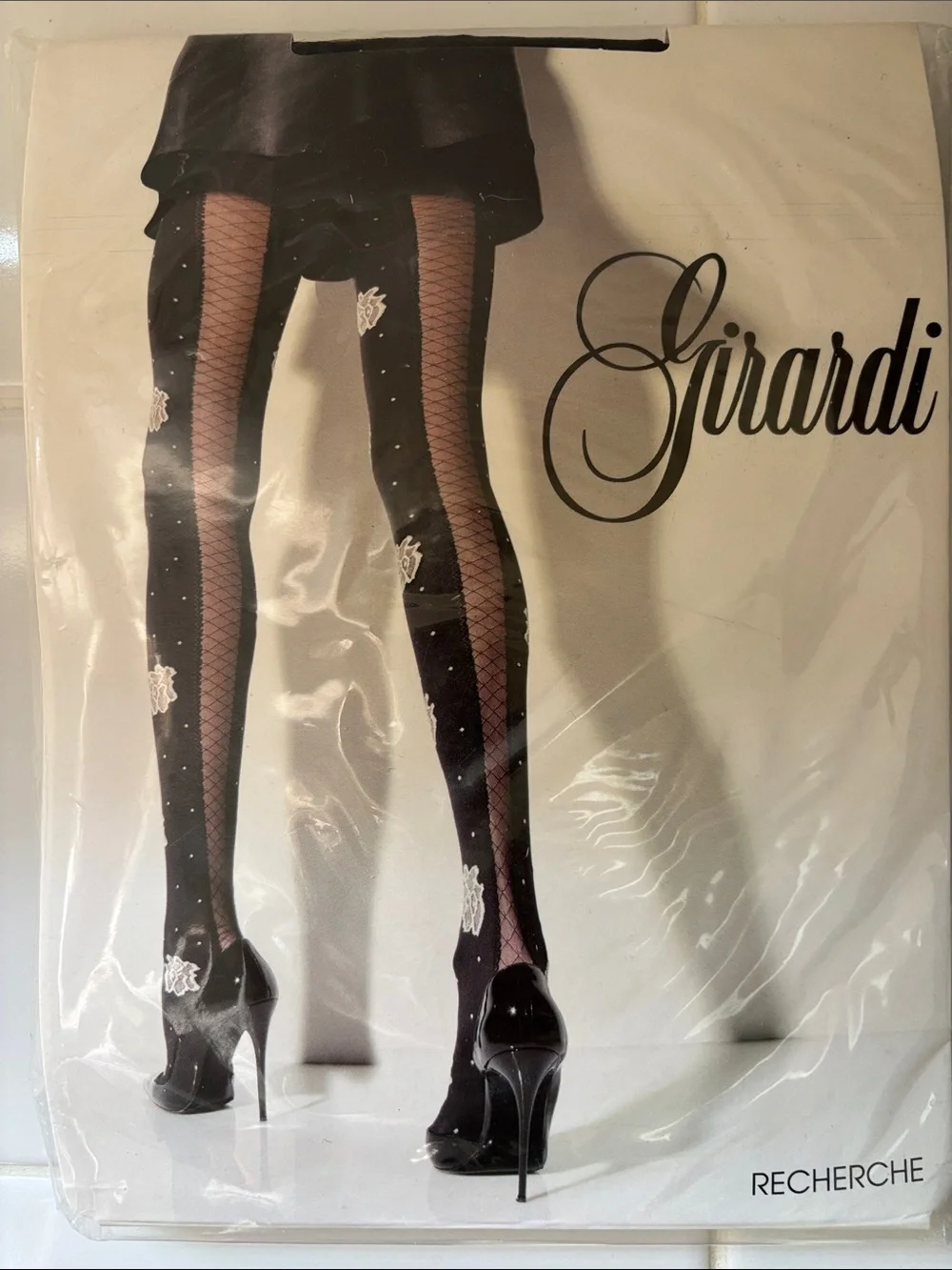 Black Floral Patterned Sheer Tights
